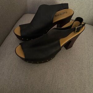 Kork-Ease Black and Brown Studded Mules